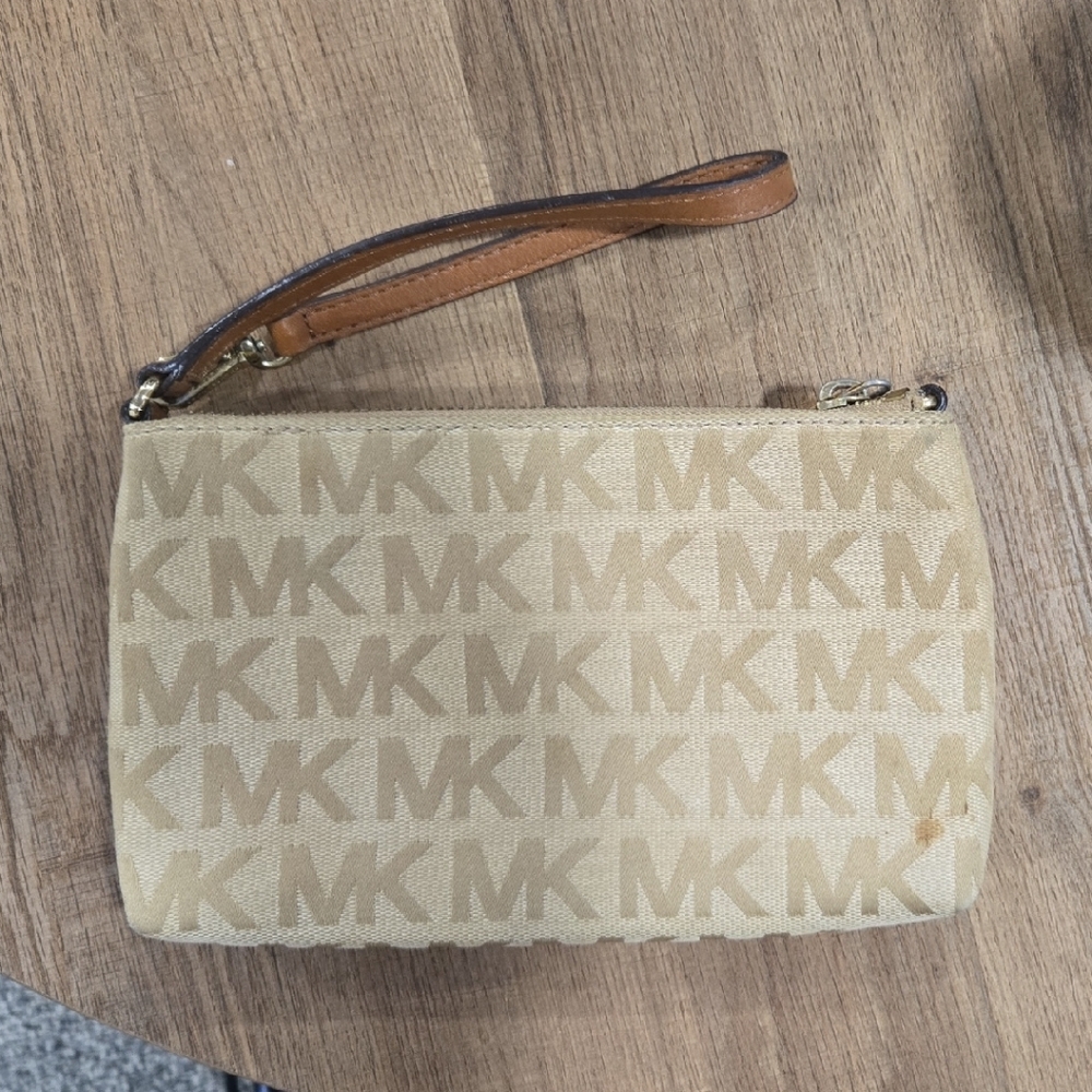 Michael Kors Gold Wristlet with Logo Pattern